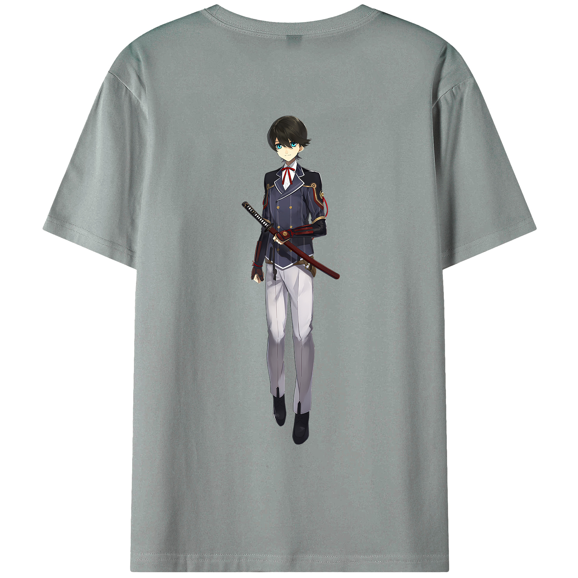 （画像用） 刀剣乱舞 Touken Ranbu 綿100％ メンズ半袖Tシャツ（バックプリント） 通気性